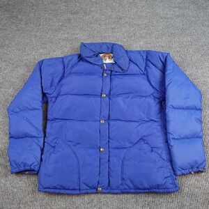 Vintage Class-5 Down Jacket Mens Medium Blue Goose Puffer Full Zip USA Outdoor